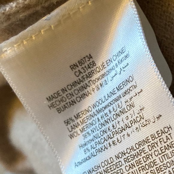 BCBG Max Azria Florinda v neck merino wool & alpaca sweater, beige / camel / tan - Picture 10 of 11